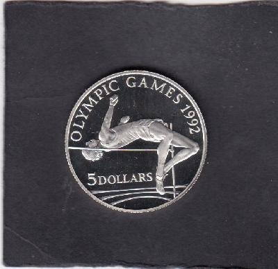 Beschrijving: 5 Dollar  S-OLYMPIC 92  HIGH JUMP